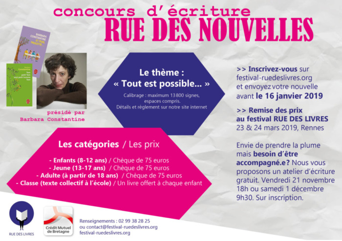 Concours d'écriture Rue des nouvelles Rue des livres