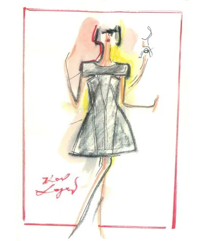 Croquis petite robe noire par Karl Lagerfeld