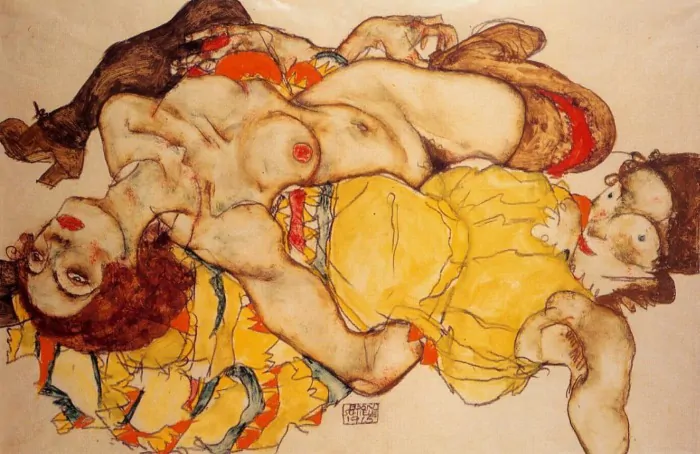 Egon Schiele Couple de femmes amoureuses