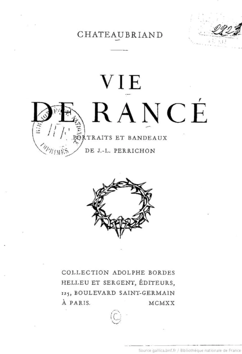 Vie de Rancé Chateaubriand