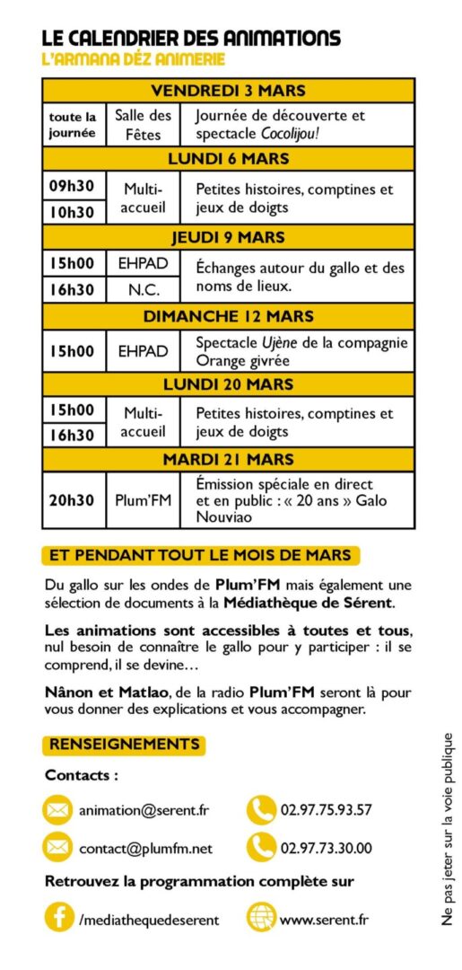 le mois de mars mois du Gallo à Sérent avec mairie et Radio Plum'FM
