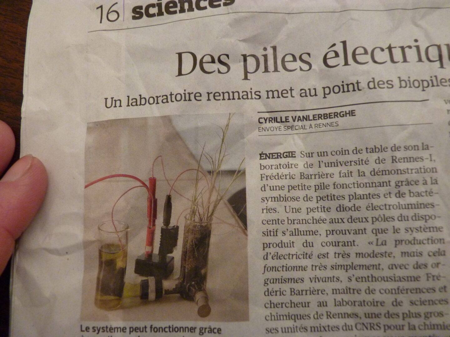 Des bactéries pour faire des piles > Un chercheur rennais en a eu l’idée
