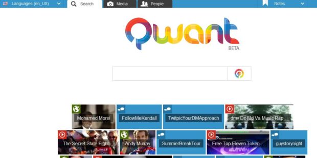 Avec le moteur Qwant, je recherche français et trouve…