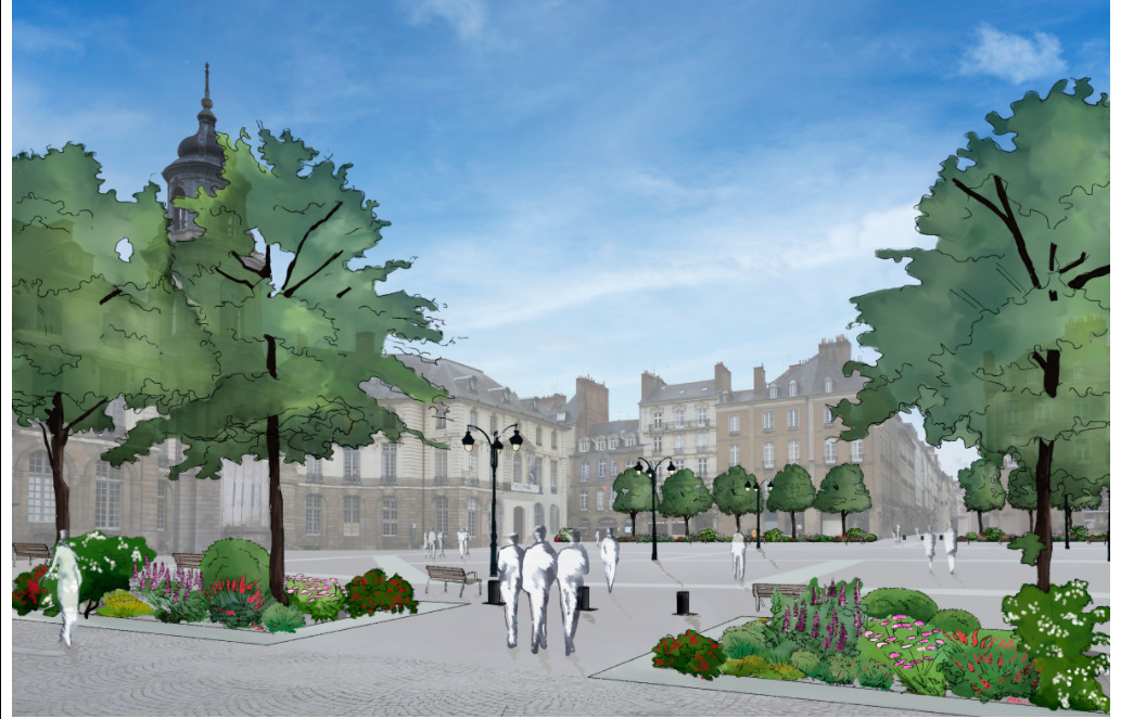 RENNES. ENFIN DES ARBRES PLACE DE LA MAIRIE !