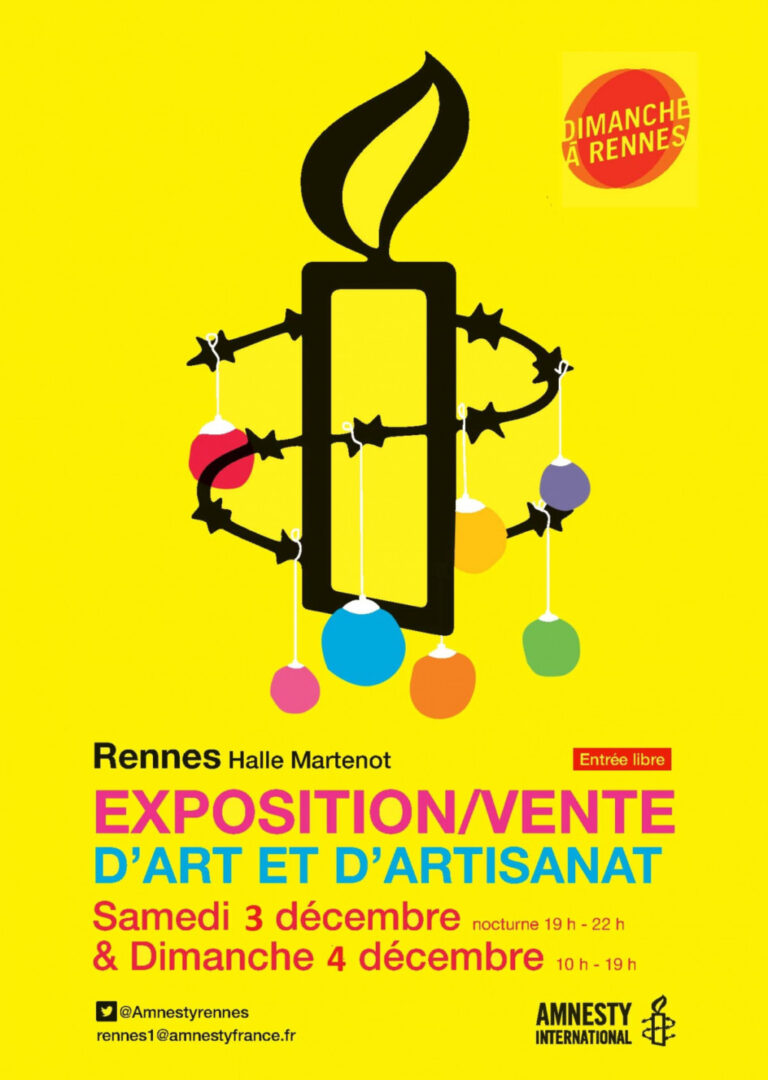 Rennes. Le salon d&rsquo;art d&rsquo;Amnesty les 3 et 4 décembre