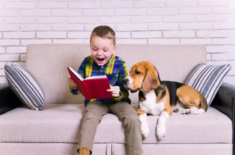 apprendre à lire avec un chien