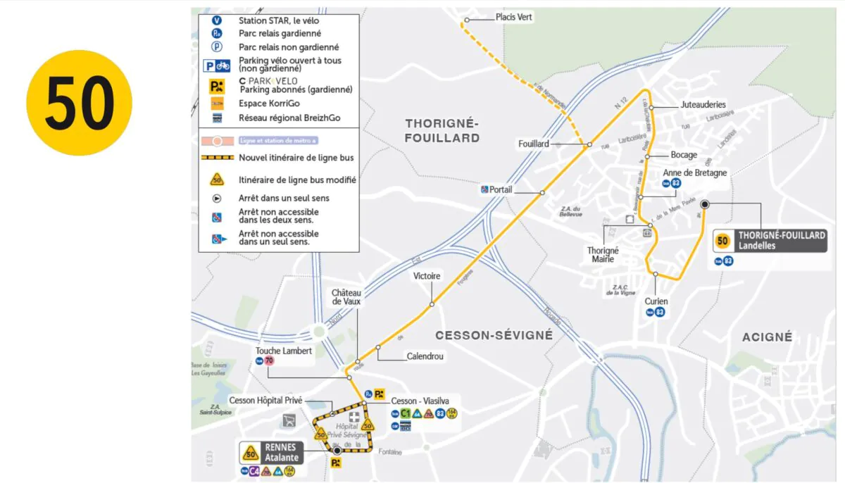 rennes carte ligne bus 50