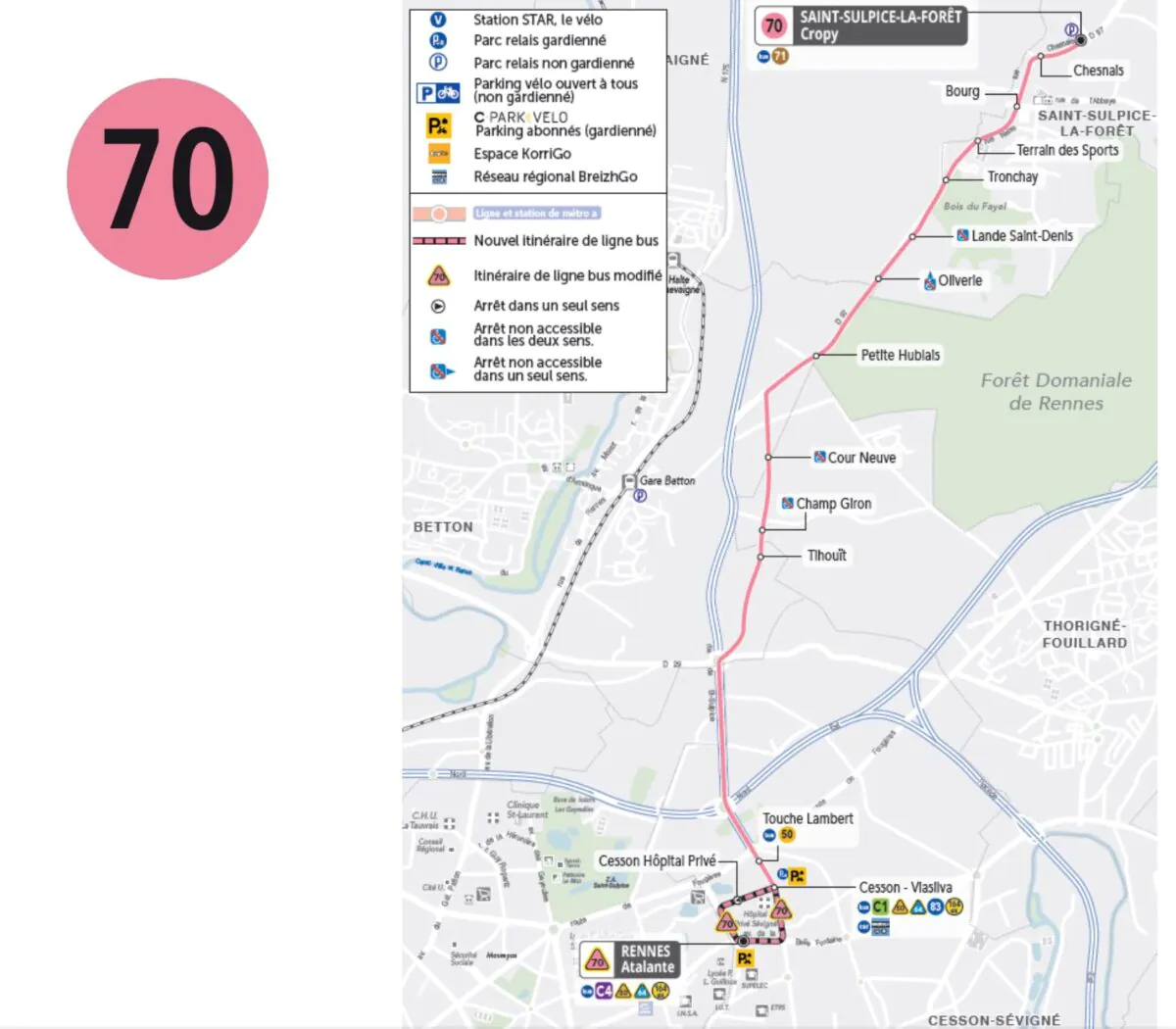 rennes carte ligne bus 64