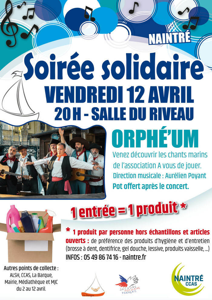 Soirée solidaire Salle du Riveau Naintré vendredi 12 avril 2024 | Unidivers