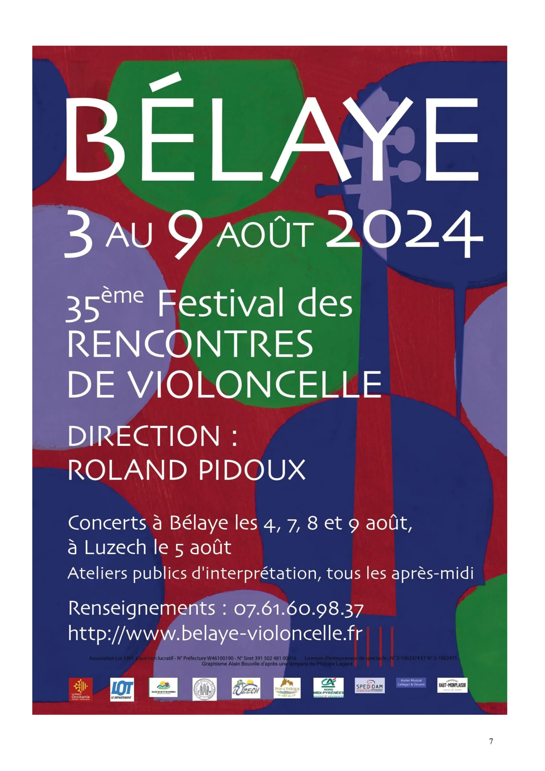 XXXVèmes Rencontres de Violoncelle de Bélaye les Ateliers publics d'interprétation