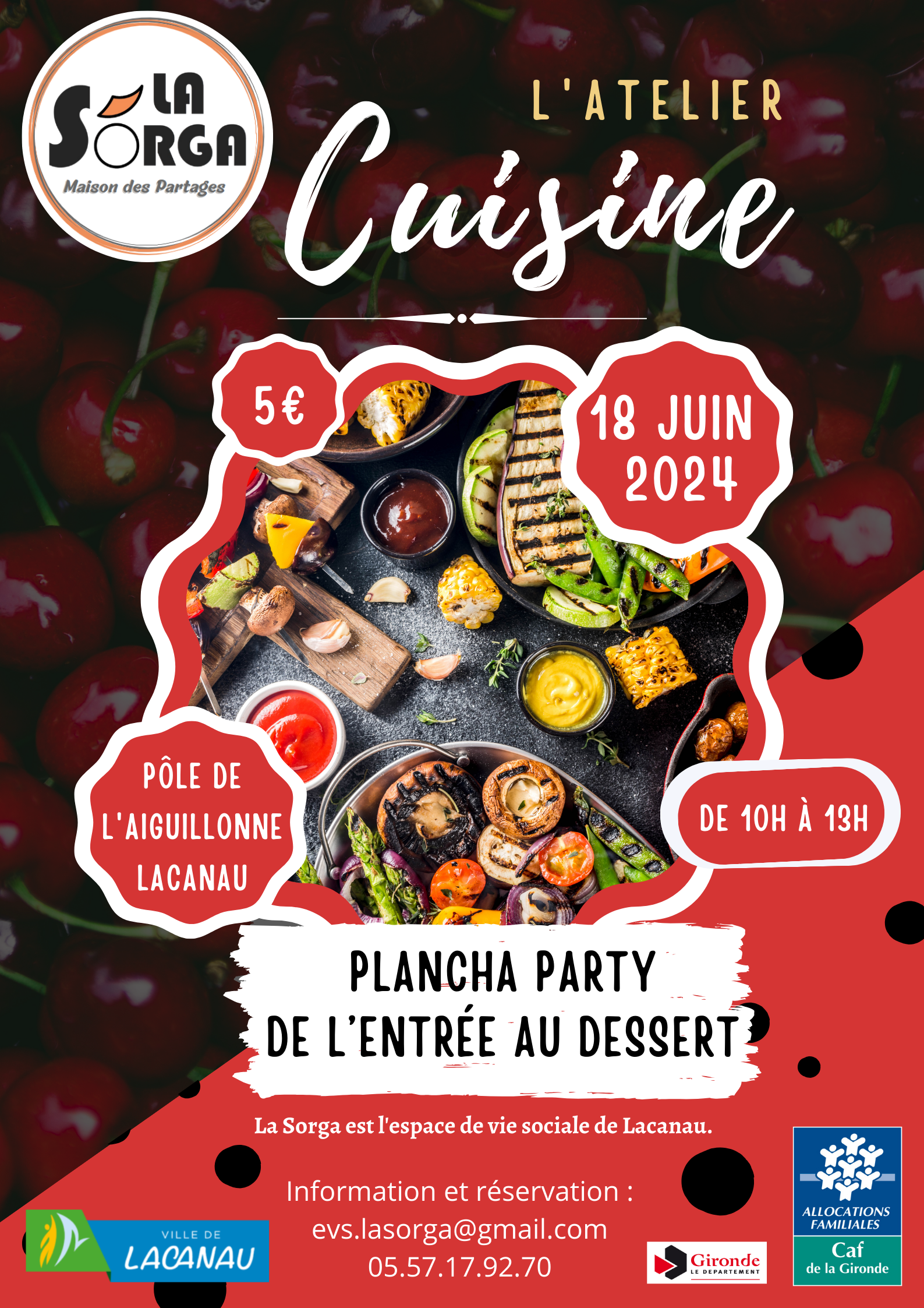 Atelier cuisine avec la Sorga Plancha Party de l'entrée au dessert (5€