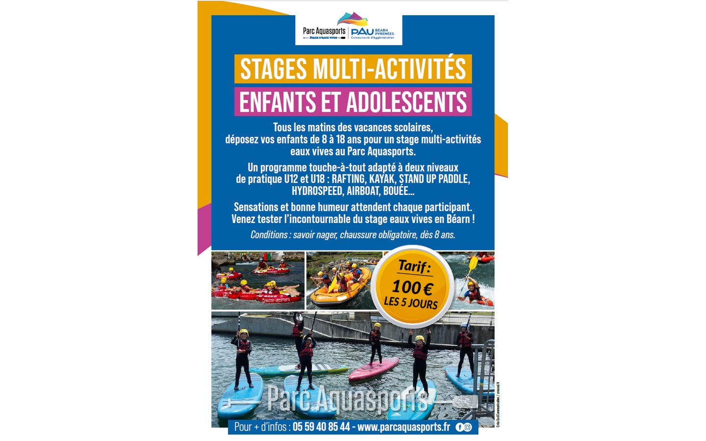 Stage été multiactivités Parc Aquasport