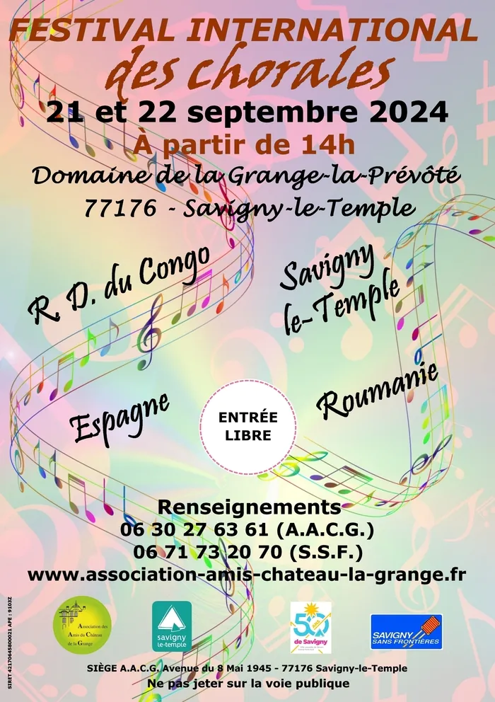 Festival international des chorales Domaine de la Grange-la-Prévôté Savigny-le-Temple