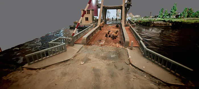 Présentation d’une maquette reconstituant le Pegasus Bridge dans le cadre des commémorations du 80e anniversaire de la libération de Limoges. Musée de la Résistance de Limoges Limoges