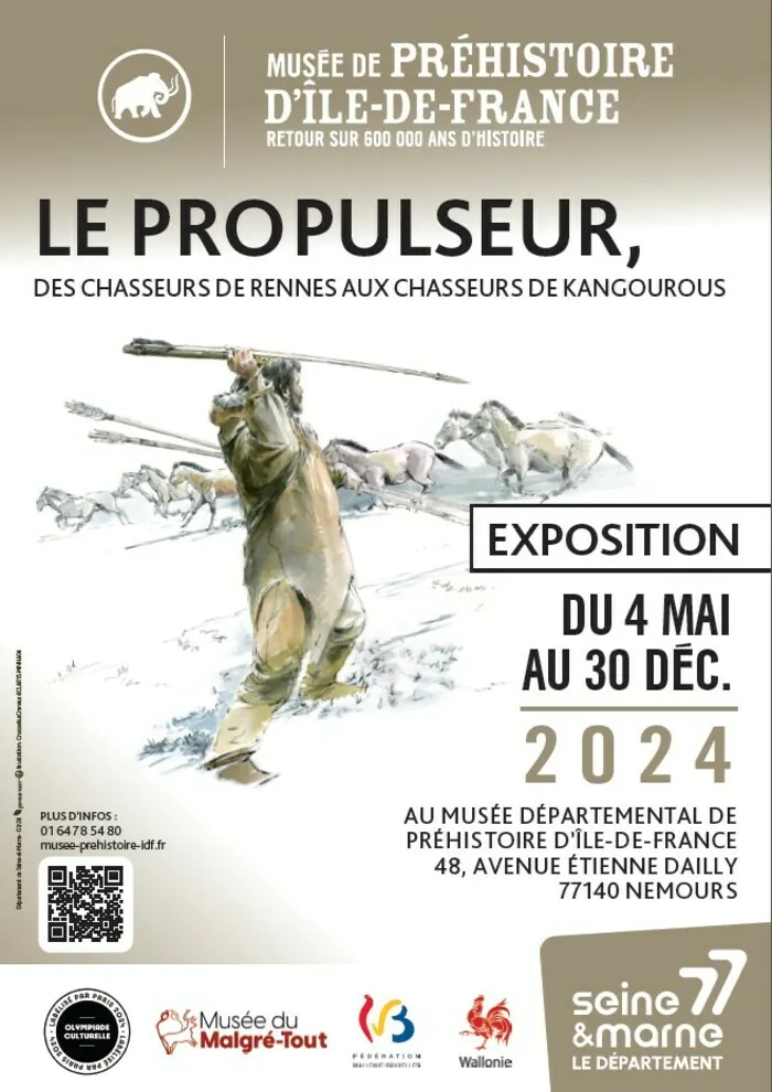 Visite libre de l'exposition "Le propulseur des chasseurs de rennes aux chasseurs de kangourous" Musée départemental de préhistoire d'Île-de-France Nemours