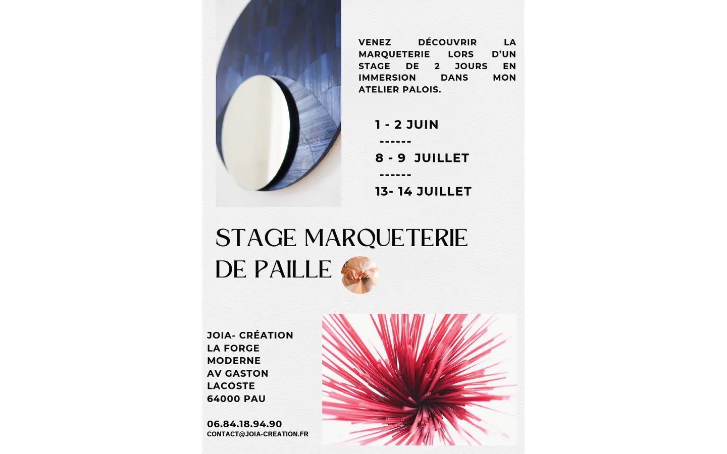 Stage marqueterie de paille