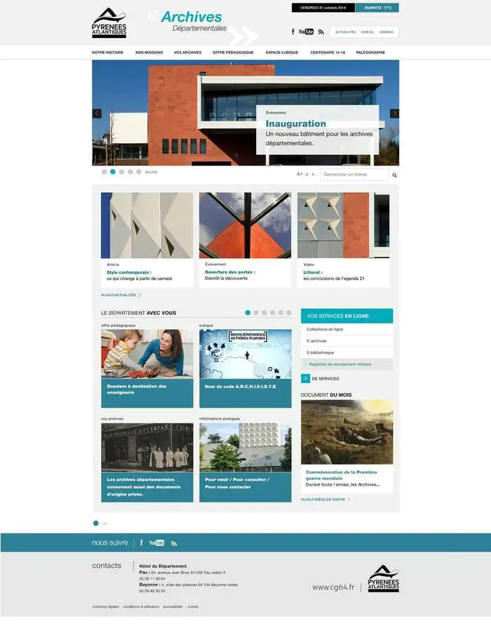 Participez à la création du nouveau site Internet des Archives départementales ! Archives départementales des Pyrénées-Atlantiques – Site de Pau Pau
