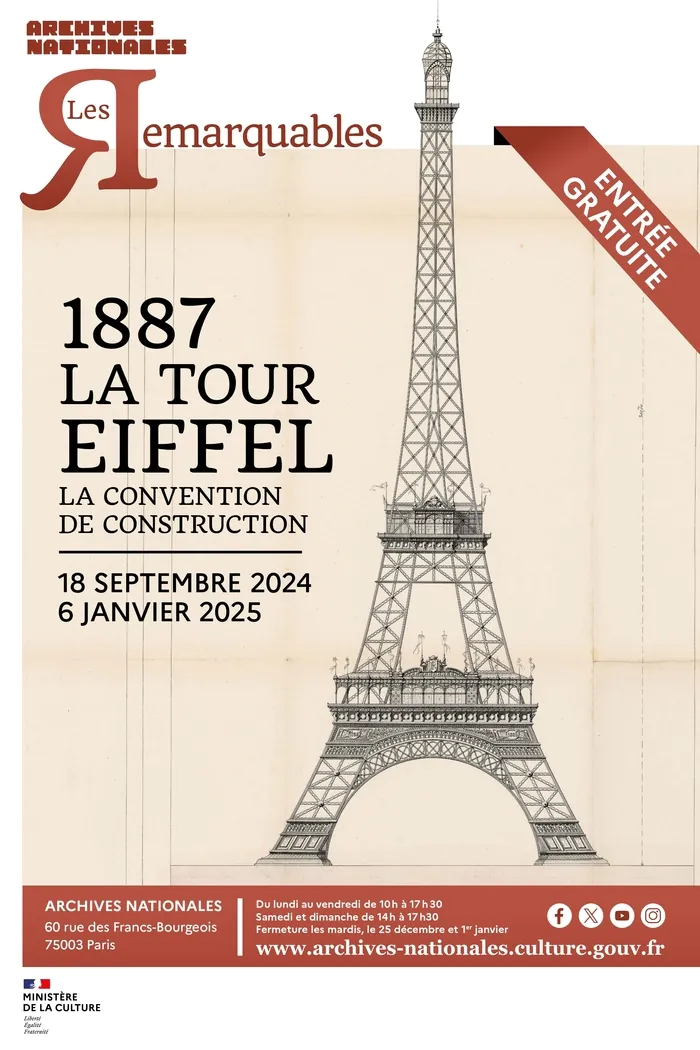 Exposition 1887 : le contrat de construction de la tour Eiffel. Archives nationales - site de Paris Paris