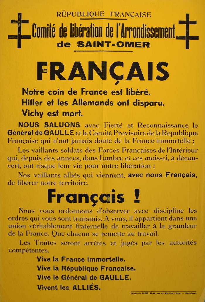 Collecte du patrimoine : Grande collecte des archives de la Libération Bibliothèque d'Agglomération du Pays de Saint-Omer Saint-Omer