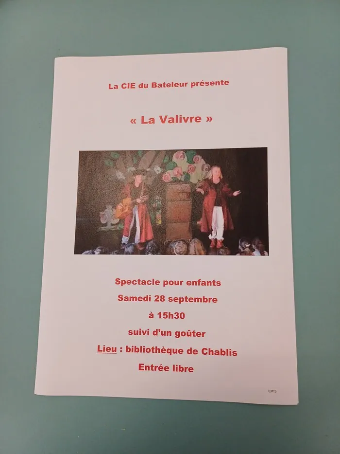 Spectacle pour enfants bibliothèque de Chablis  rue de la Planchotte 89800 Chablis Chablis