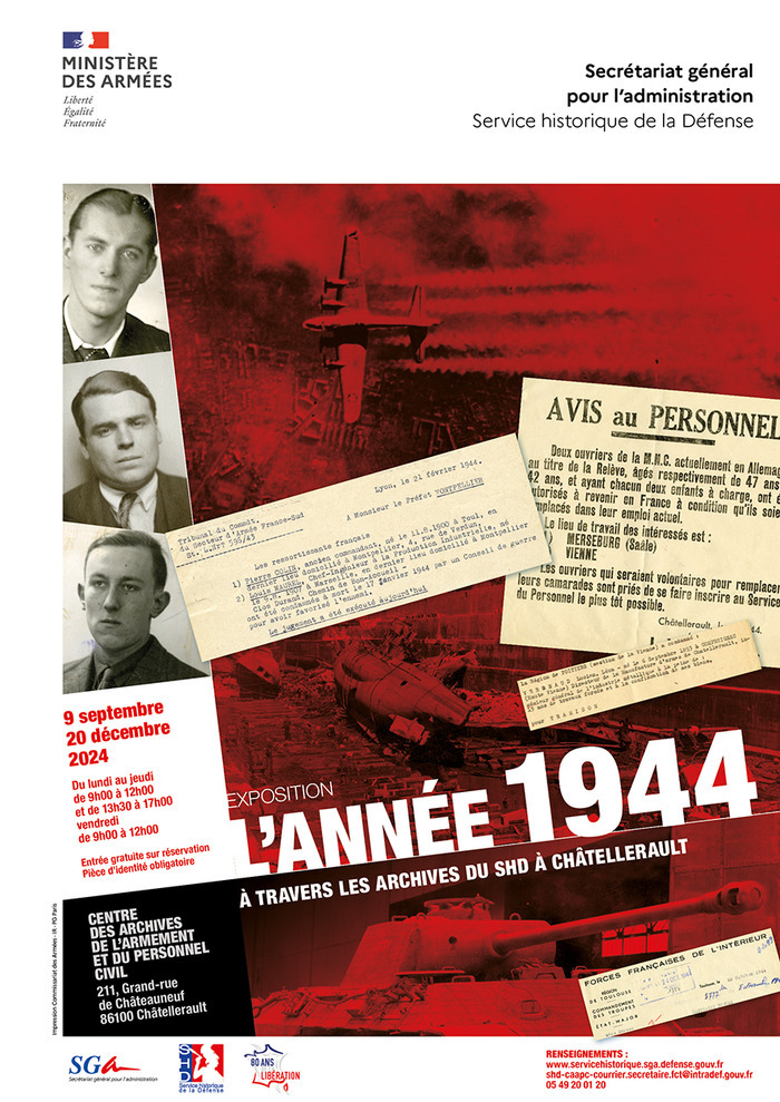 Exposition : « L'année 1944 à travers les archives du CAAPC » Centre des archives de l'armement et du personnel civil Châtellerault