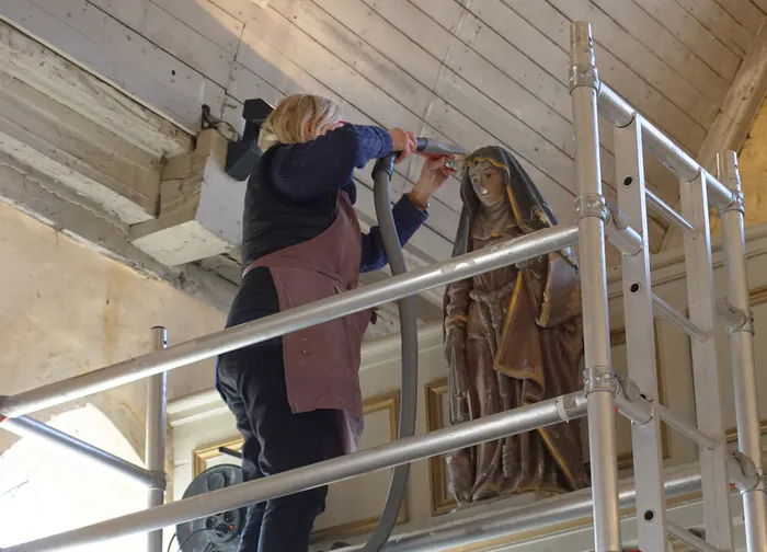 Les restaurations des statues de sainte Angadrême et sainte Elisabeth de Hongrie église Saint-Just-des-Marais Beauvais