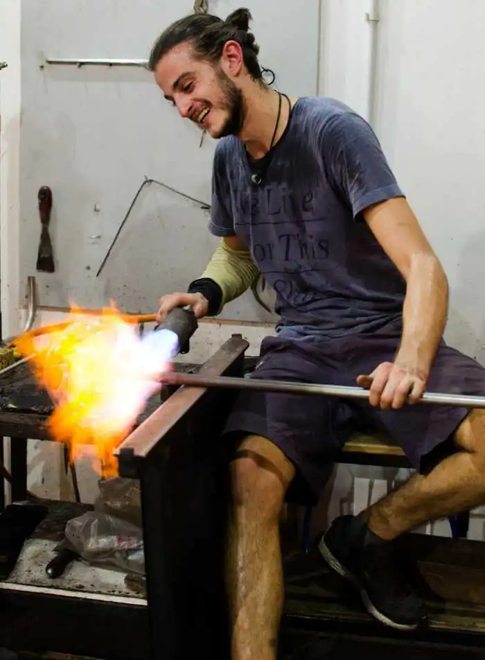 Démonstration de verre soufflé Fondation d'entreprise Martell Cognac