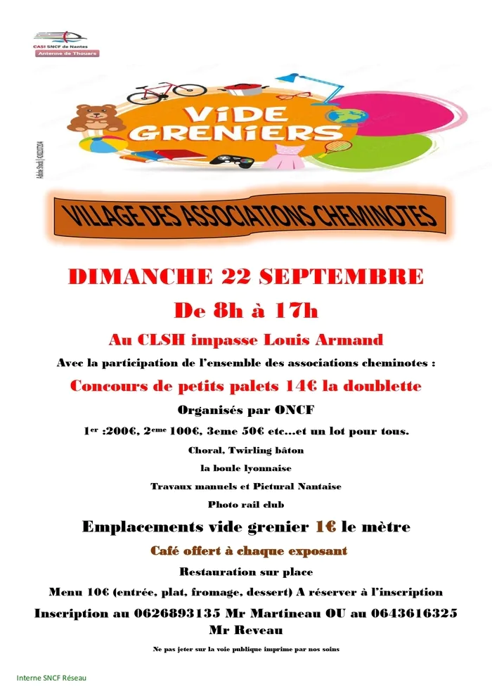 Participez au vide-grenier des cheminots de Thouars ! Ancien Centre de Loisir SNCF Thouars