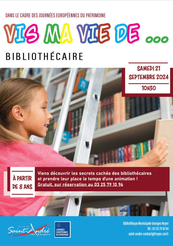 Atelier pour enfants "Vis ma vie de... bibliothécaire" Bibliothèque Municipale Georges Royer Saint-André-les-Vergers