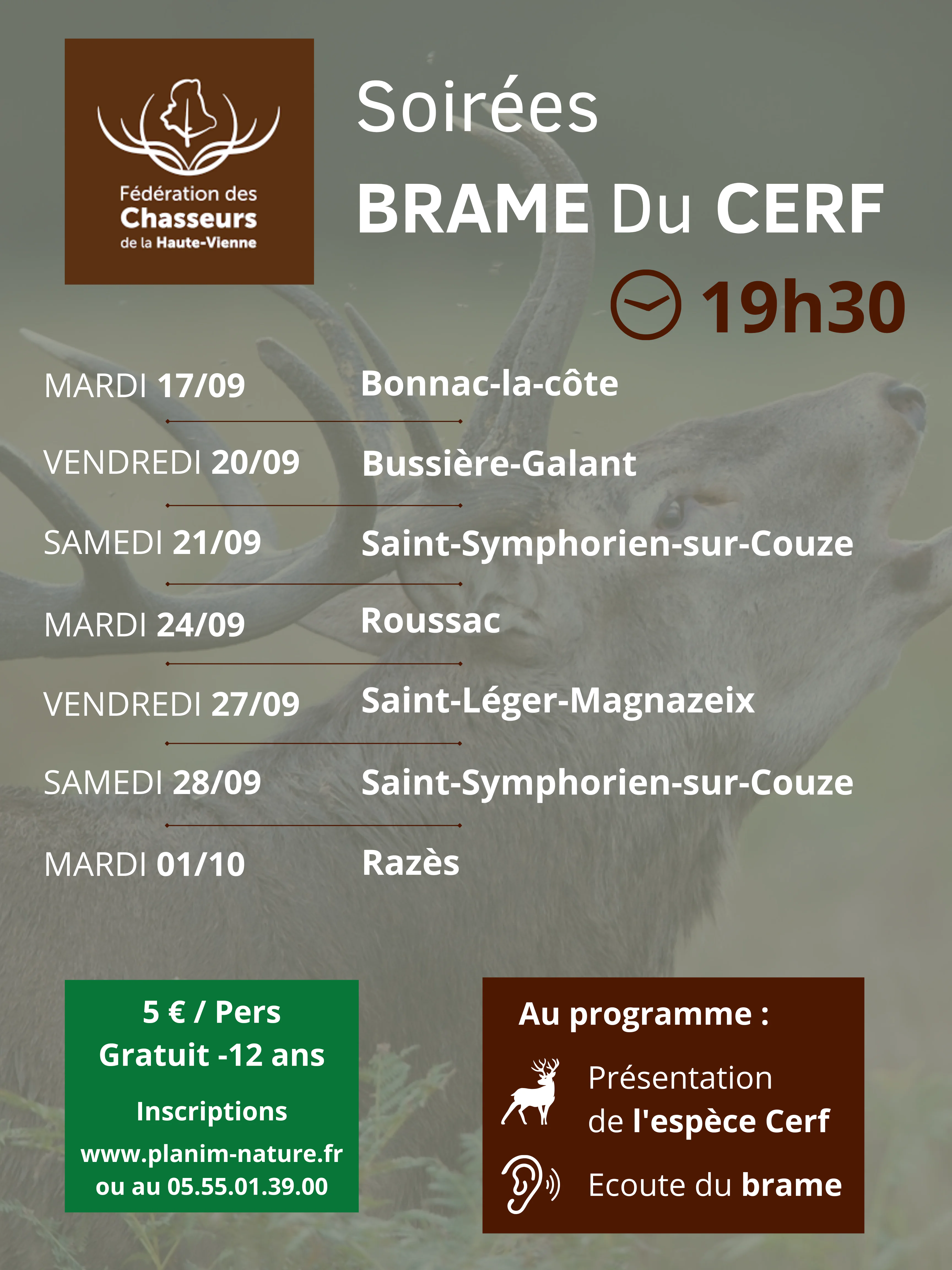 Soirée "Brame du cerf" Bonnac-la-Côte