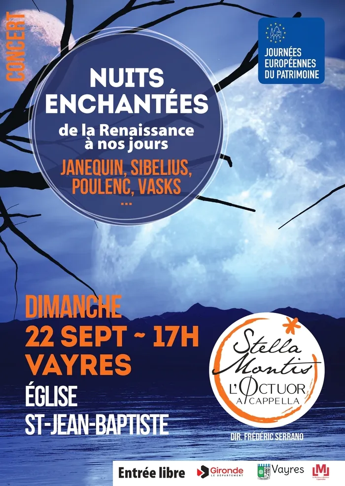 Concert : « Øctuor Stella Montis : Nuits enchantées » Église Saint-Jean-Baptiste Vayres