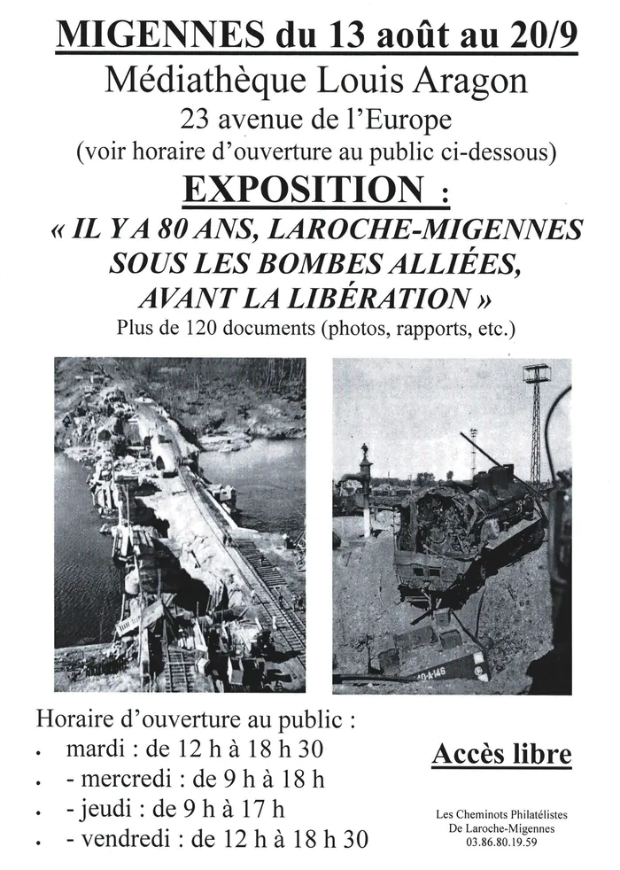 Exposition « Laroche-Migennes sous les bombes Alliées » à la médiathèque de Migennes Médiathèque de Migennes Migennes