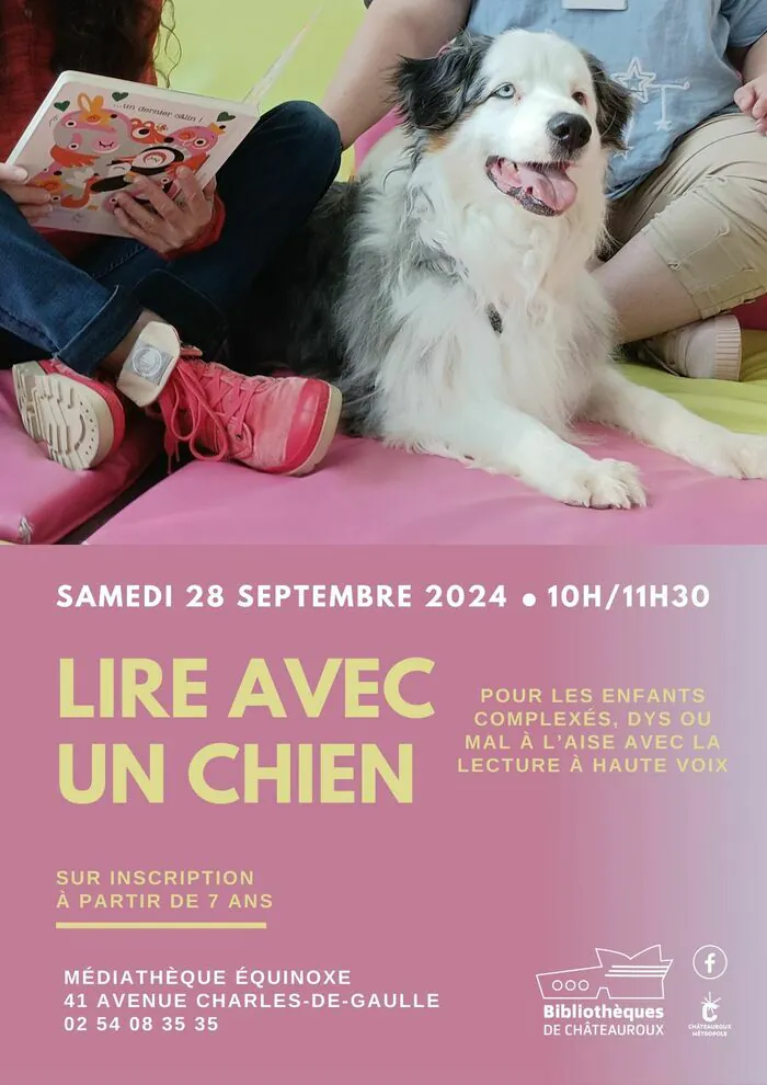 Lire avec un chien Médiathèque Équinoxe Châteauroux