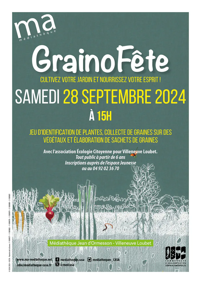 Grainofête d'automne Médiathèque Jean d'Ormesson Villeneuve-Loubet