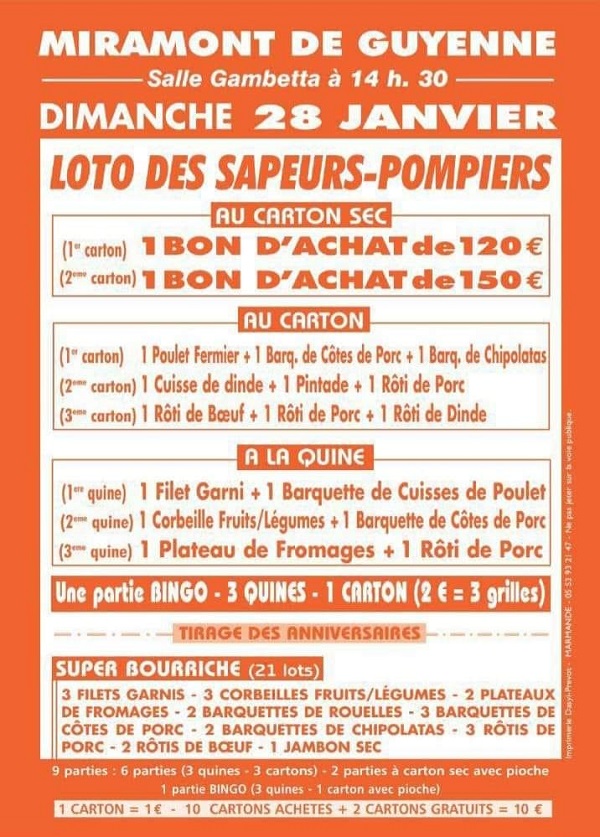 Loto de l'amicale des Sapeurs-Pompiers