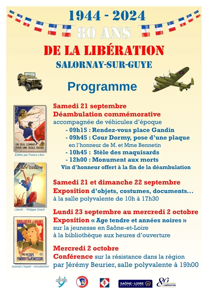 Déambulation commémorative pour le 80e anniversaire de la Libération à Salornay-sur-Guye Place Gandin Salornay-sur-Guye