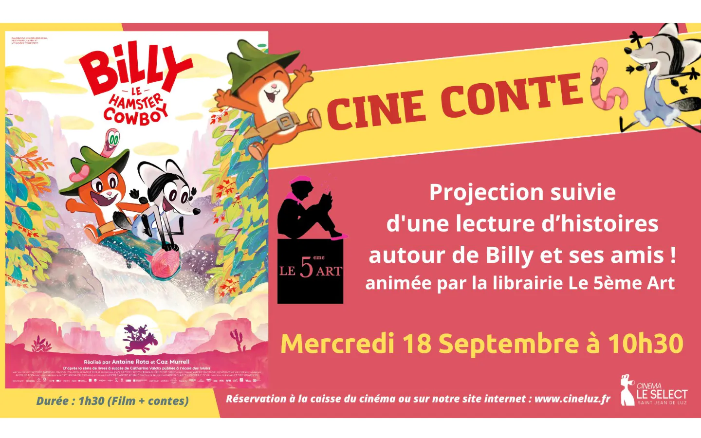 Ciné conte "Billy le hamster cowboy" en partenariat avec la librairie le 5ème Art