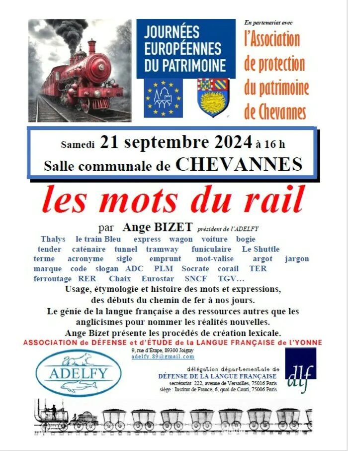 Conférence « Les mots du rail » à Chevannes Salle communale de Chevannes Chevannes