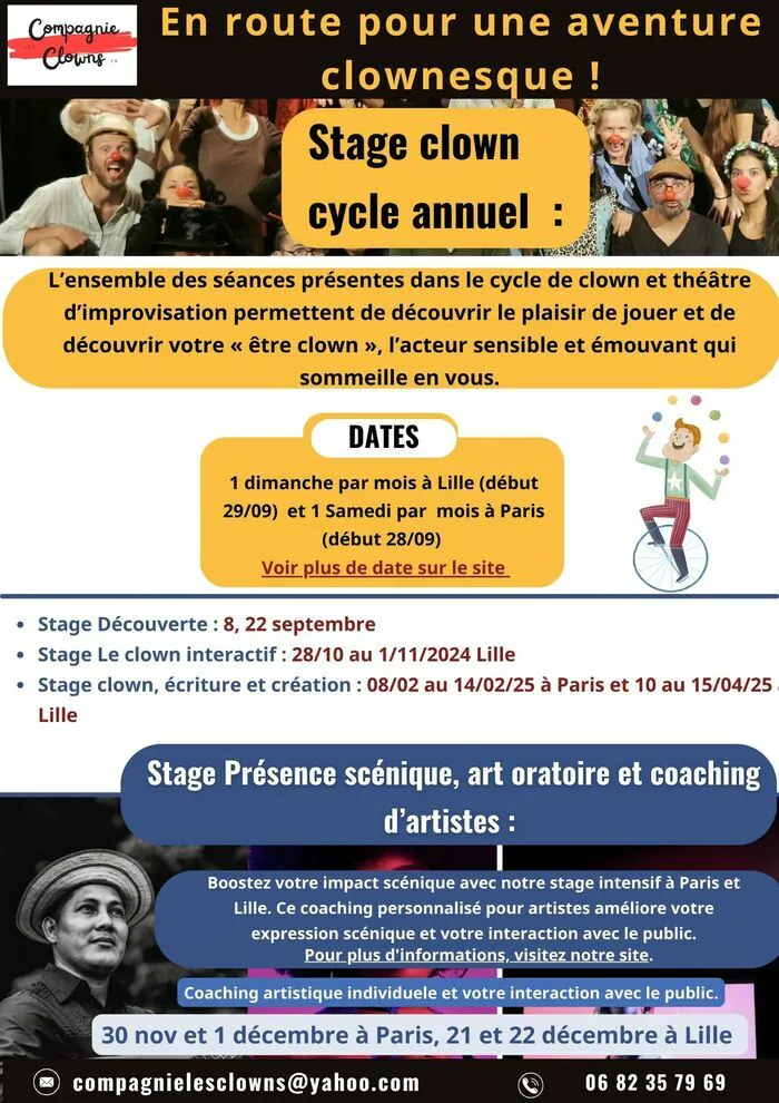 STAGE CLOWN CYCLE ET THÉ TRE D'IMPRO : RECONNECTEZ-VOUS À VOTRE ART ! théatre moderne Arc-lès-Gray