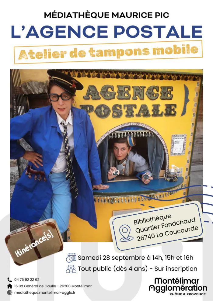 L'agence postale / Atelier de tampons mobiles Bibliothèque  Municipale La Coucourde