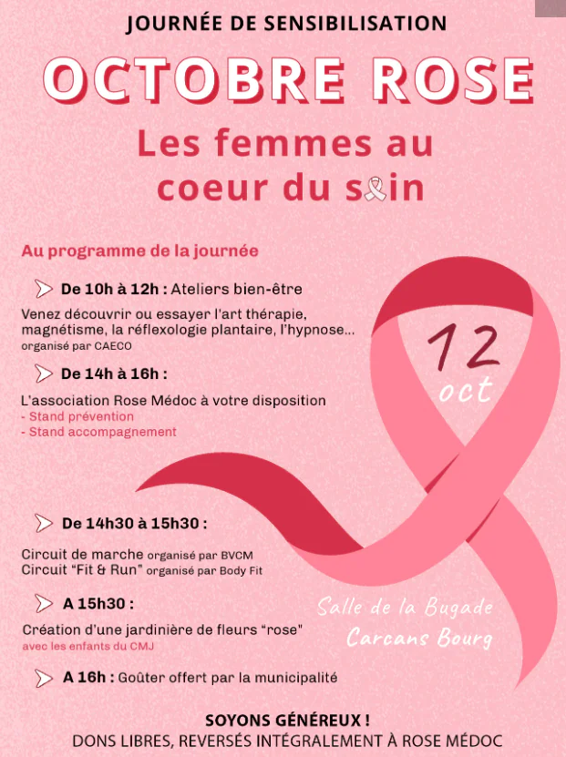 Octobre Rose à Carcans journée de sensibilisation au cancer du sein