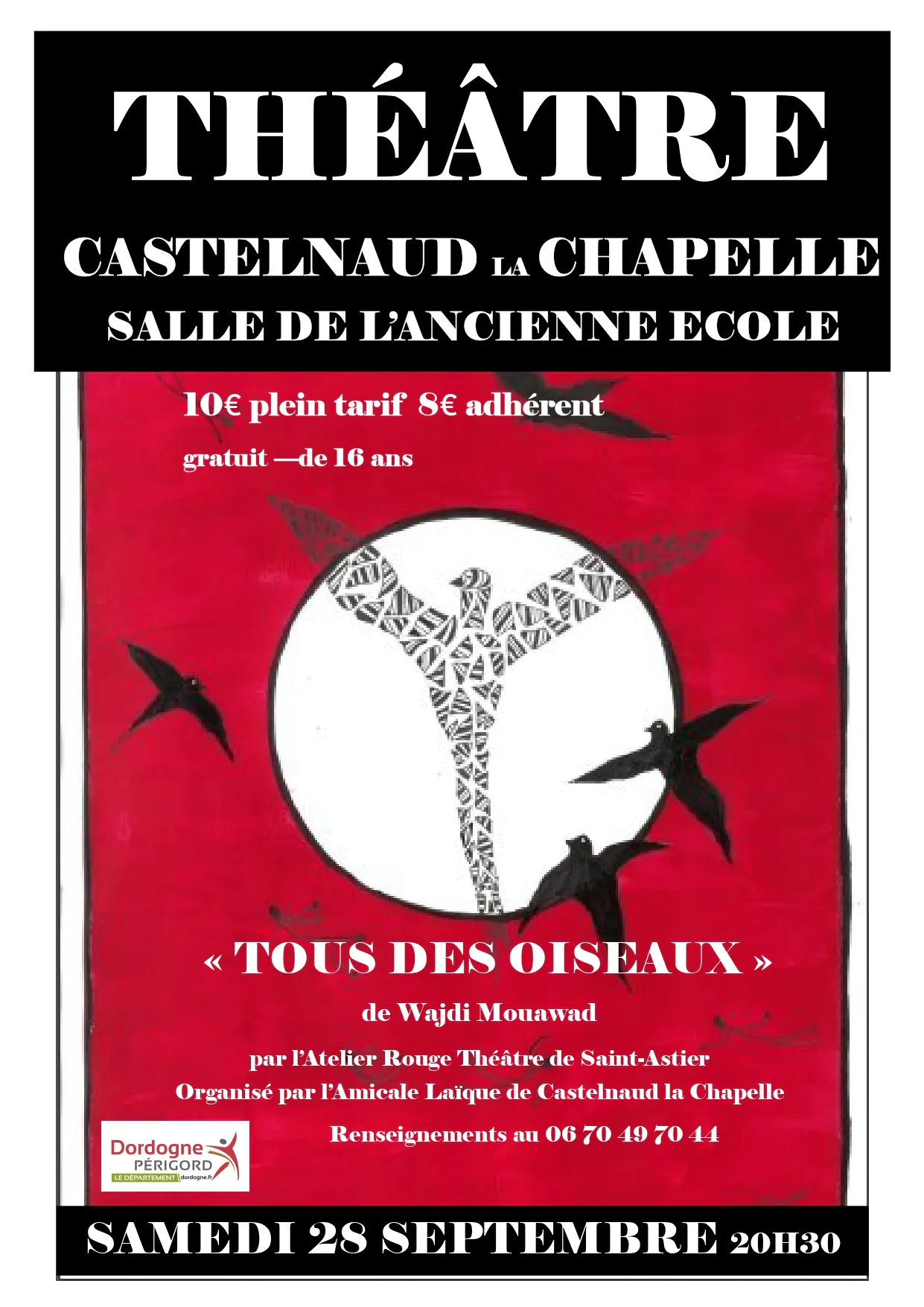 Théâtre: " Tous les oiseaux" par l'Atelier Rouge