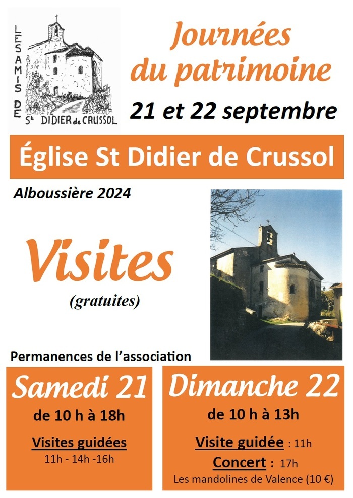 Visites guidées de l'église de Saint Didier deCrussol à Alboussière Eglise de Saint Didier de Crussol Alboussière