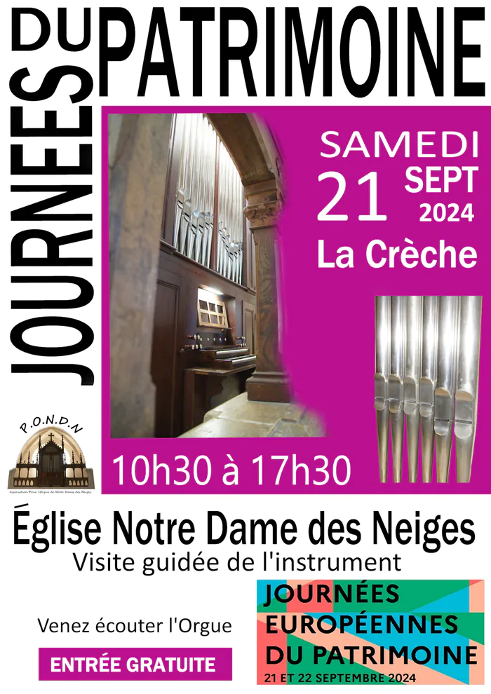 Visite de l'église Notre-Dame-des-Neiges et de l'orgue accompagné d'une exposition sur les vitraux Église Notre-Dame-des-Neiges La Crèche