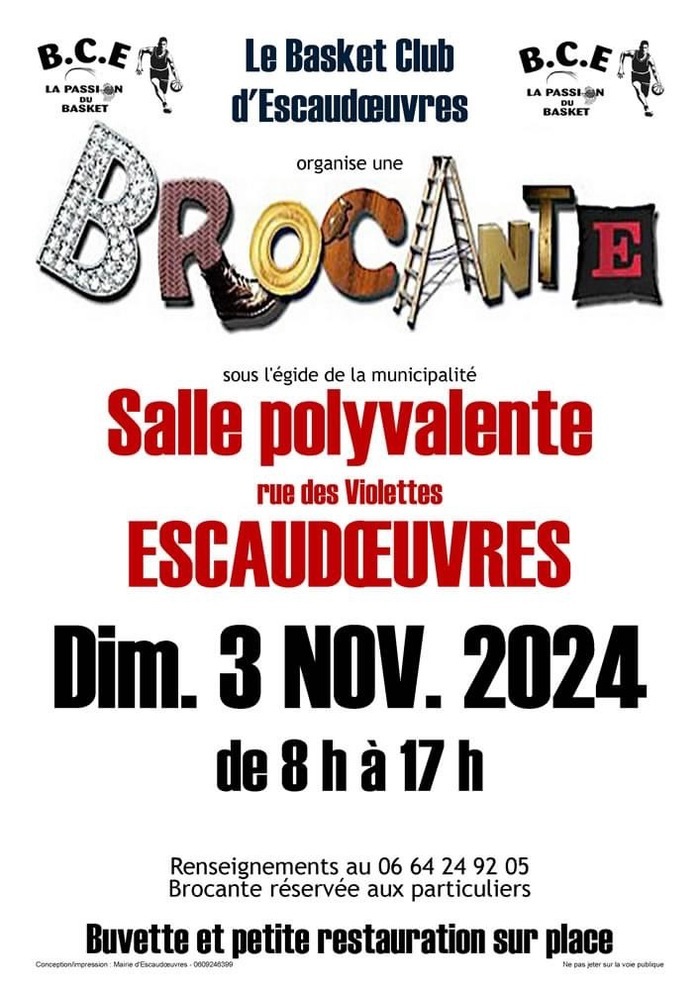 Brocante - organisé par le basket club d'Escaudoeuvres  ️ escaudoeuvres Escaudœuvres