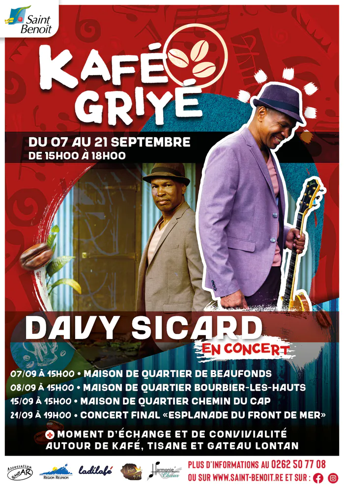 Concert Davy Sicard Esplanade du front de mer Saint-Benoît