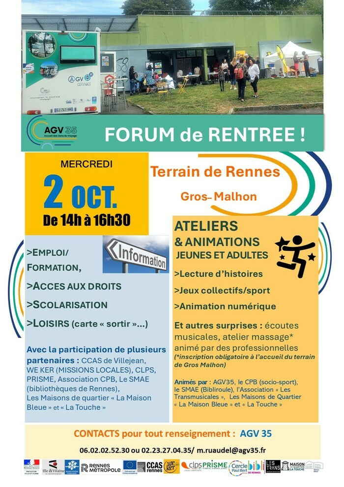 FORUM DE RENTREE pour les gens du voyage [AGV35 et ses partenaires] Aire d'accueil des gens du voyage Rennes