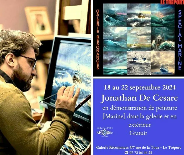 Démonstration de peinture marine Galerie d'art Résonnances Le Tréport