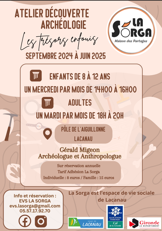 Atelier Découverte Archéologie pour enfants entre 8 et 12 ans La Sorga gratuit et sur réservation