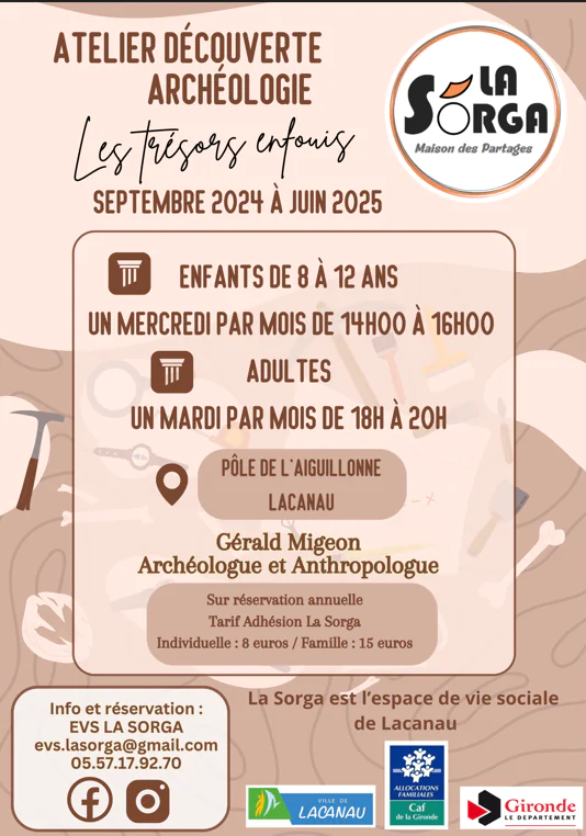 Atelier Découverte Archéologie pour adultes La Sorga (gratuit et sur réservation)